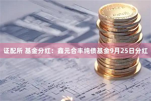 证配所 基金分红:鑫元合丰纯债基金9月25日分红
