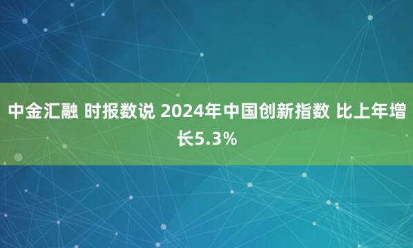 中金汇融 时报数说 2024年中国创新指数 比上年增长5.3%